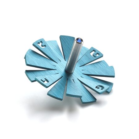 ALUMINUM TURQUOISE SUNSHINE DREIDEL ON STAND