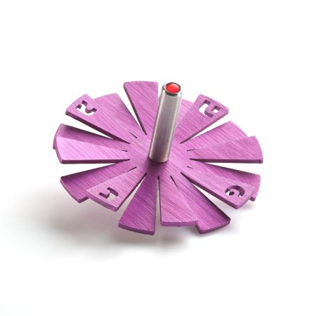 ALUMINUM PINK SUNSHINE DREIDEL ON STAND