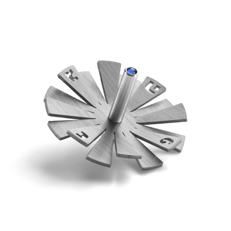 ALUMINUM SILVER SUNSHINE DREIDEL ON STAND