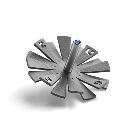 ALUMINUM GREY SUNSHINE DREIDEL ON STAND