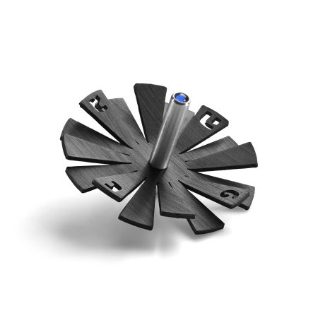 ALUMINUM BLACK SUNSHINE DREIDEL ON STAND