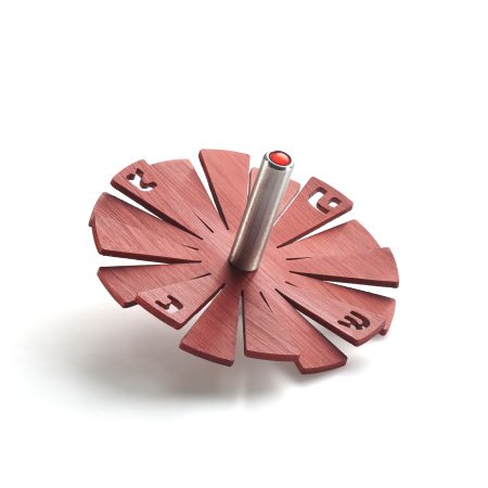 ALUMINUM RED SUNSHINE DREIDEL ON STAND