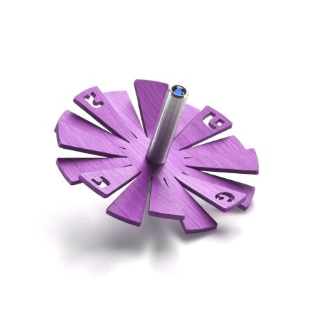 ALUMINUM PURPLE SUNSHINE DREIDEL ON STAND