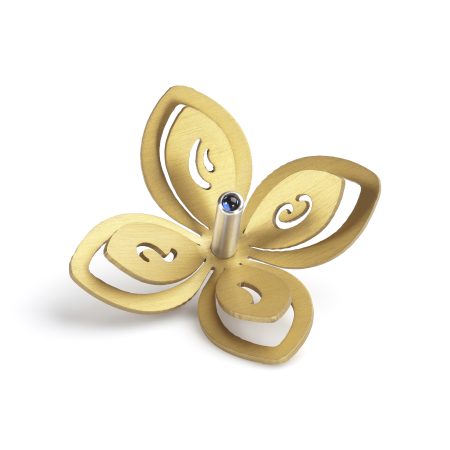 ALUMINUM GOLD FLOWER DREIDEL ON STAND