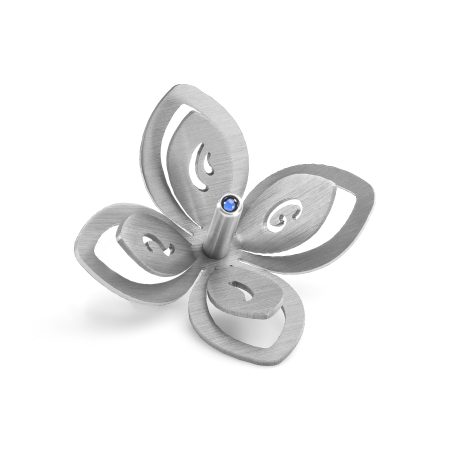 ALUMINUM SILVER FLOWER DREIDEL ON STAND