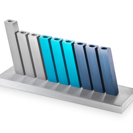 ALUMINUM BLUE/SILVER KINETIC MENORAH