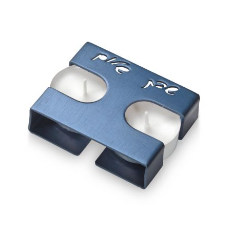 ALUMINIUM BLUE RECTANGLE TRAVEL CANDLESTICK