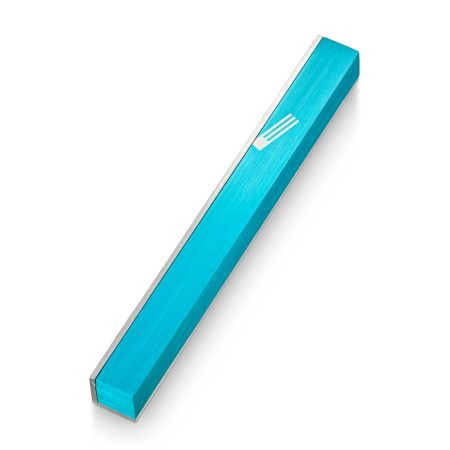 ALUMINUM TURQUOISE "SIDE COVER" MEZUZAH 7 CM.