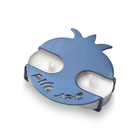 ALUMINIUM BLUE POMEGRANATE TRAVEL CANDLESTICK