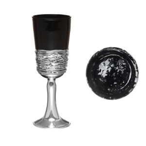 GLASS S "WIRE" KIDUSH CUP/GLASS SAUCER