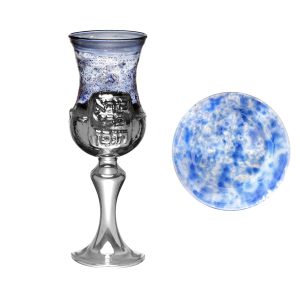 GLASS S "BORE PERI" KIDUSH CUP/GLASS SAUCER