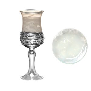 GLASS S "WIRE" KIDUSH CUP/GLASS SAUCER
