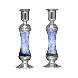GLASS S PAIR CANDLESTICK 21 CM.