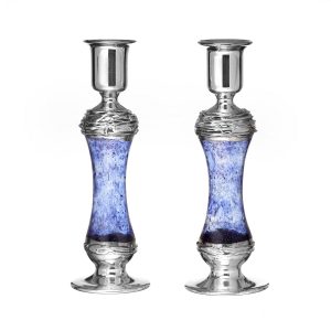 GLASS S "WIRES" PAIR CANDLESTICK 21 CM.