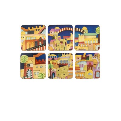 SET OF 6 JERUSALEM PRINTED COASTERS