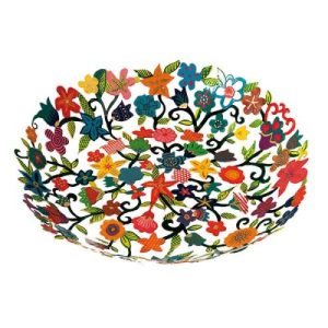 LASER CUT HAND PAINTED FLOWERS LARGE BOWL