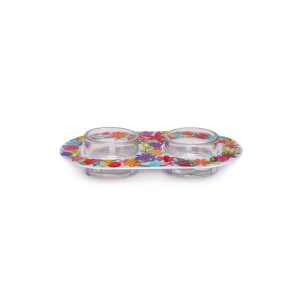 FLOWERES PAIR T-LIGHT CANDLESTICK