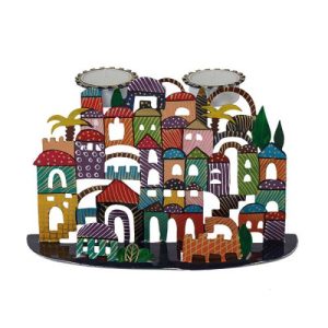 LASER CUT HAND PAINTED JERUSALEM CANDLESTICKS