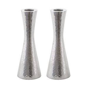 NICKEL HAMMER WORK CANDLESTICKS