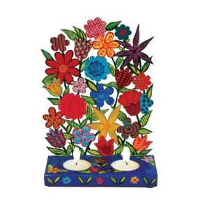 LASER CUT HAND PAINTED FLOWERS CANDLESTICKS