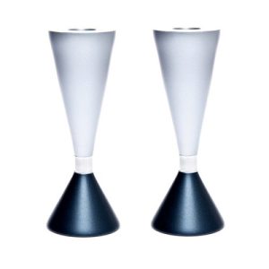 DOUBLE SIDED GREY CANDLESTICKS ANODIZE2 17 CM.