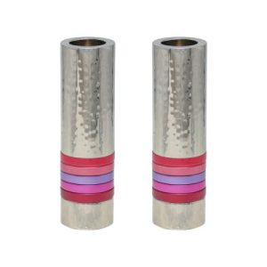 NICKEL HAMMER WORK CYLINDER/RINGS CANDLESTICKS