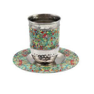 METAL/COLORFUL ABSTRACT DESIGN KIDDUSH CUP