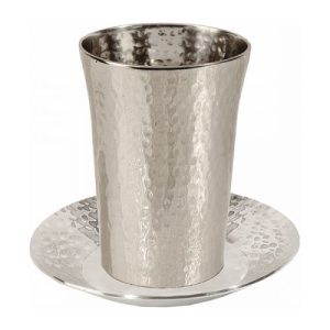 STAINLESS STEEL/HAMMERWORK STRAIGHT KIDDUSH CUP