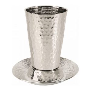 STAINLESS STEEL/HAMMERWORK KIDDUSH CUP