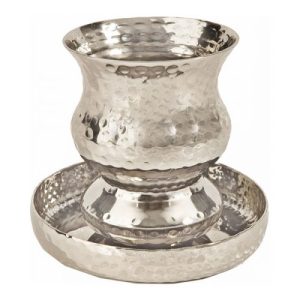STAINLESS STEEL/HAMMERWORK WAVE KIDDUSH CUP