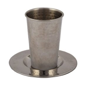 STAINLESS STEEL/HAMMERWORK KIDDUSH CUP