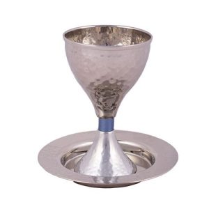 STAINLESS STEEL/HAMMERWORK MODERN KIDDUSH CUP