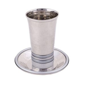 STAINLESS STEEL PRONOUNCED RINGS KIDDUSH CUP