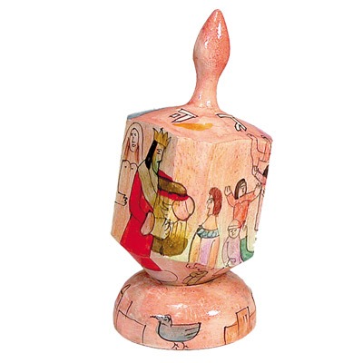 LARGE HAND PAINTED DREIDEL + STAND