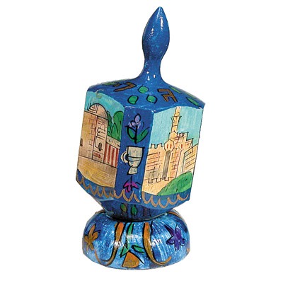 LARGE HAND PAINTED DREIDEL + STAND