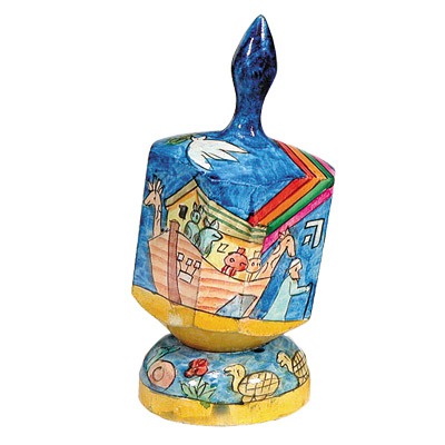 LARGE HAND PAINTED DREIDEL + STAND