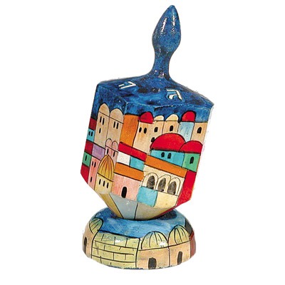 LARGE HAND PAINTED DREIDEL + STAND