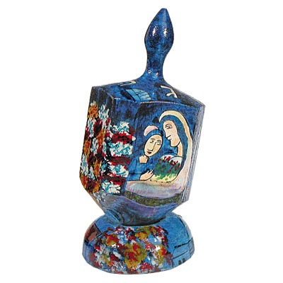 LARGE HAND PAINTED DREIDEL + STAND