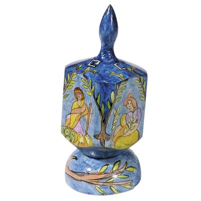LARGE HAND PAINTED DREIDEL + STAND