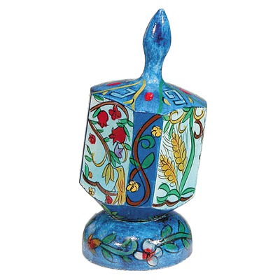 LARGE HAND PAINTED DREIDEL + STAND