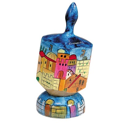 LARGE HAND PAINTED DREIDEL + STAND