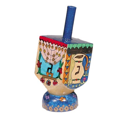SMALL HAND PAINTED DREIDEL + STAND