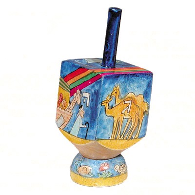 SMALL HAND PAINTED DREIDEL + STAND