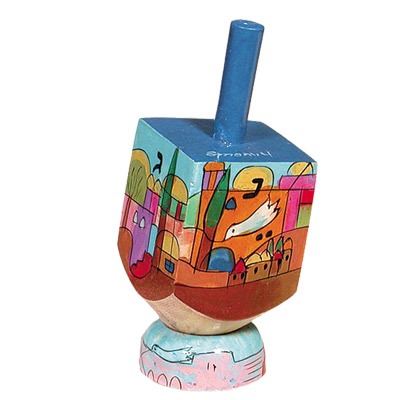 SMALL HAND PAINTED DREIDEL + STAND