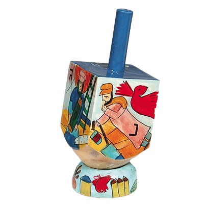 SMALL HAND PAINTED DREIDEL + STAND