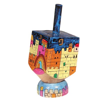SMALL HAND PAINTED DREIDEL + STAND