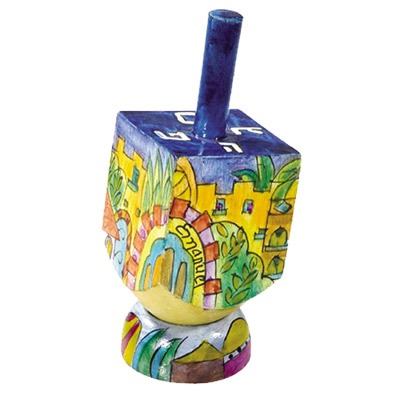 SMALL HAND PAINTED DREIDEL + STAND