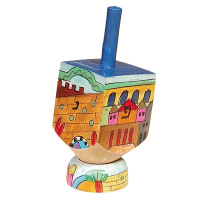 SMALL HAND PAINTED DREIDEL + STAND