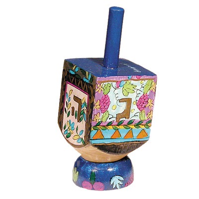 SMALL HAND PAINTED DREIDEL + STAND