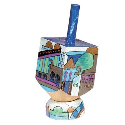 SMALL HAND PAINTED DREIDEL + STAND